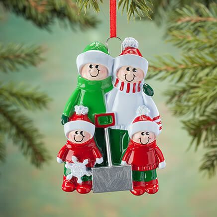 Shoveling Family Ornament, Family of 4-364974