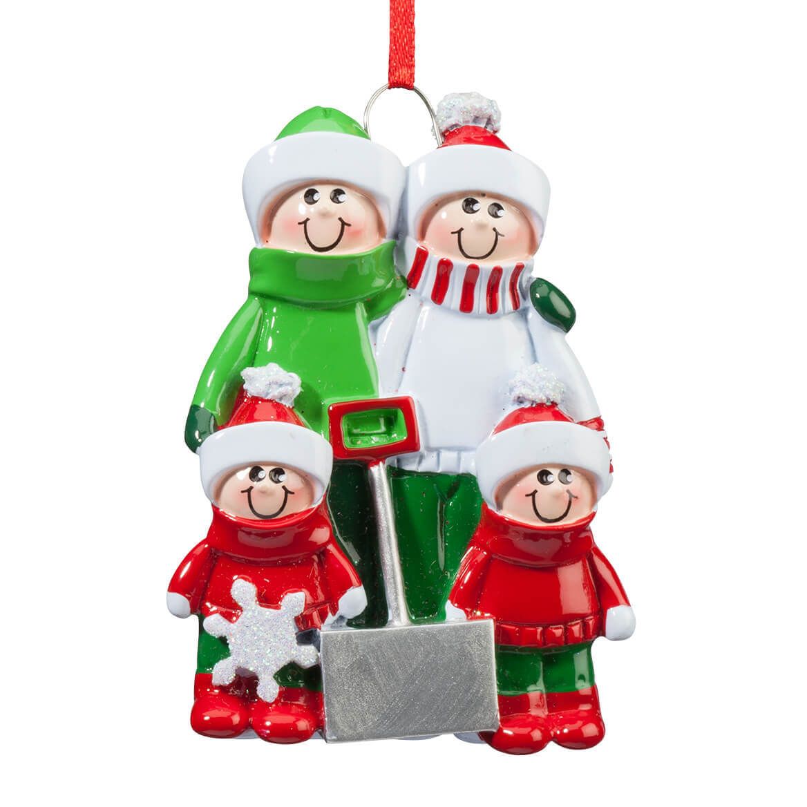 Shoveling Family Ornament, Family of 4 + '-' + 364974