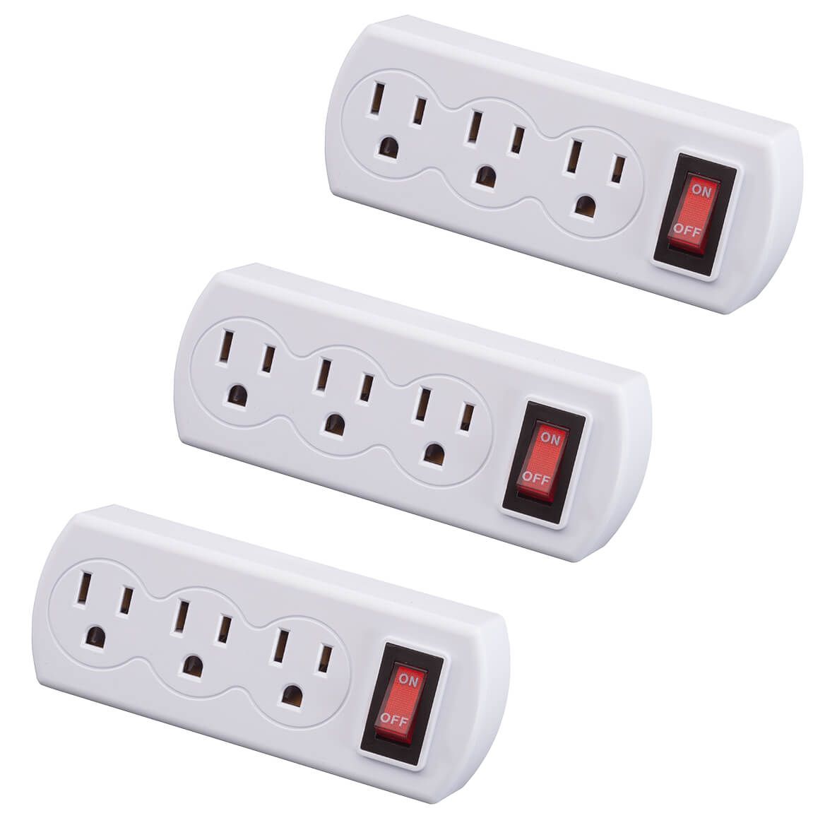 Triple Plug Adapter with Switch 3-Pack + '-' + 365434