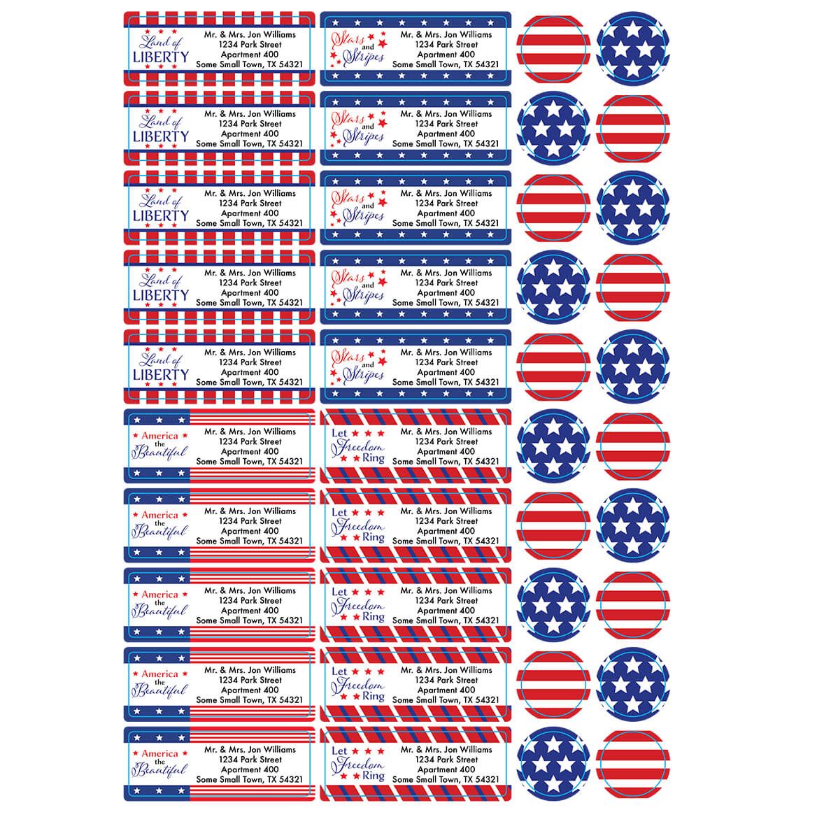 Personalized Stars and Stripes Labels & Envelope Seals Set of 60 + '-' + 366171