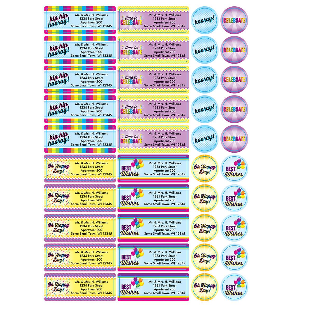 Personalized Colorful Celebrations Labels and Envelope Seals, Set of 60 + '-' + 366172
