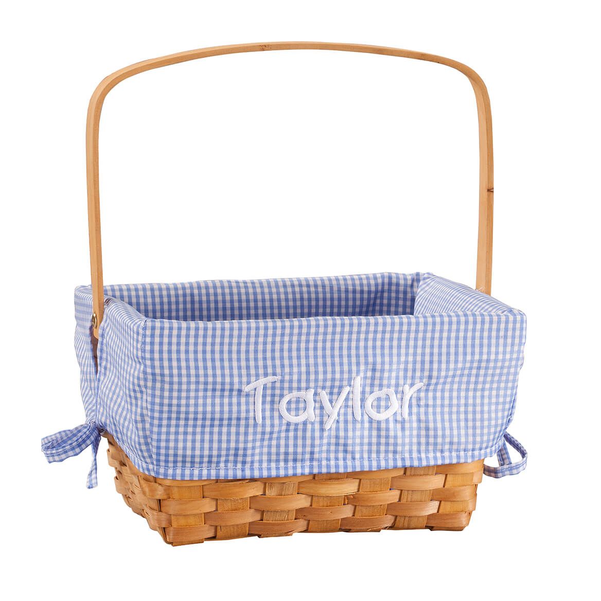 Personalized Blue Gingham Wicker Easter Basket + '-' + 366644
