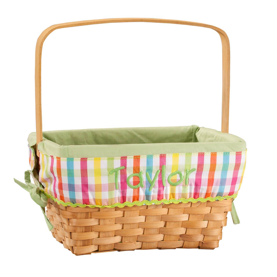 Personalized Plaid Wicker Easter Basket + '-' + 366645
