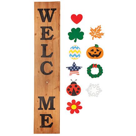 Folding Wood Welcome Sign with Magnetic Holiday Shapes-367592