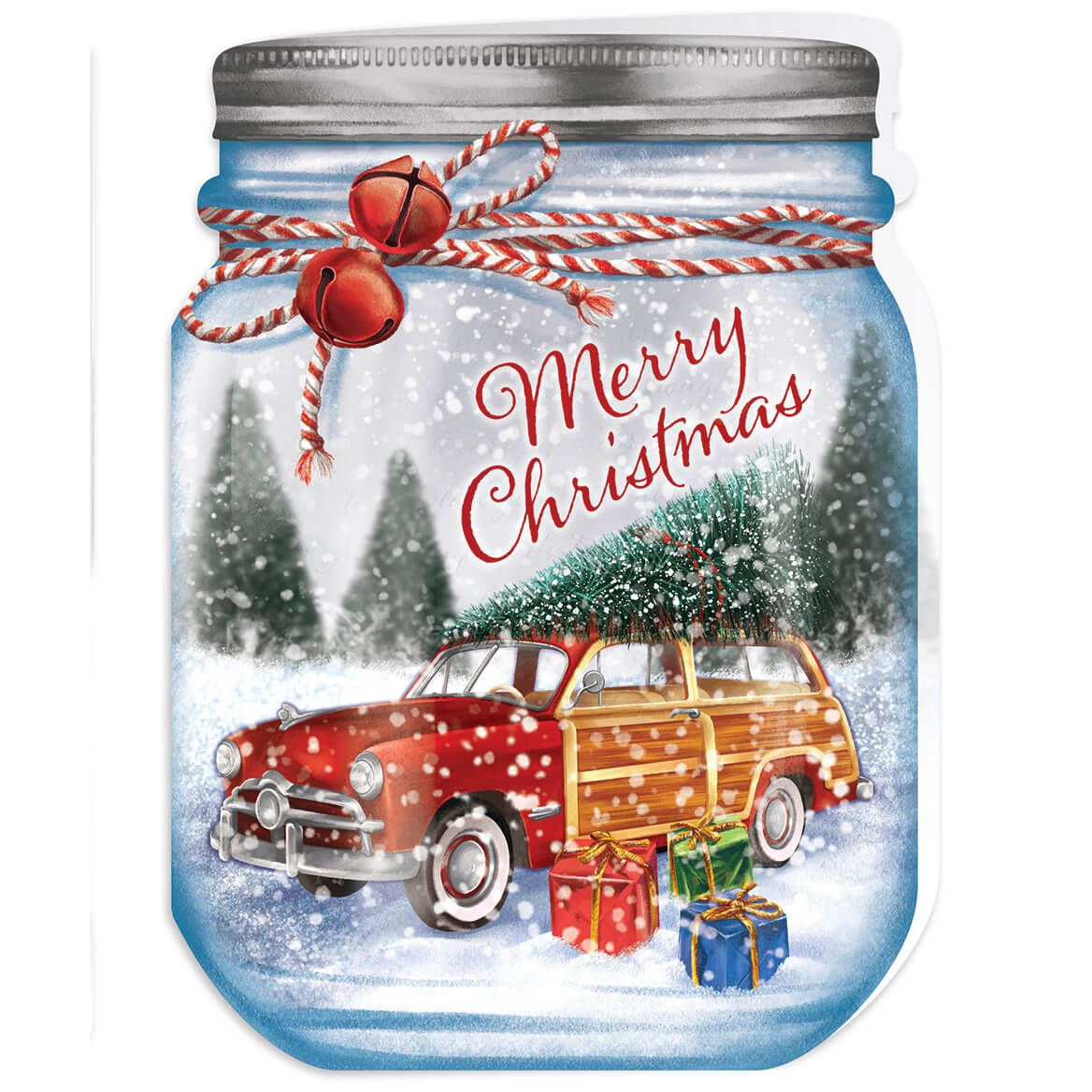 Personalized Merry Mason Jar Christmas Card Set of 20 + '-' + 368226