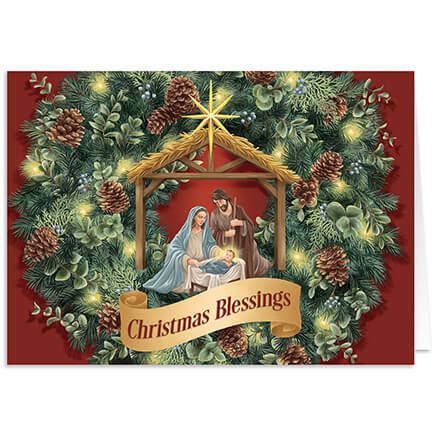 Personalized Nativity Wreath Christmas Card Set of 20-368235