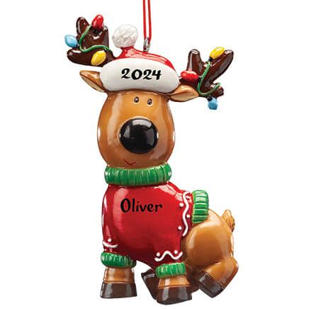 Personalized Reindeer in Sweater Ornament-368286