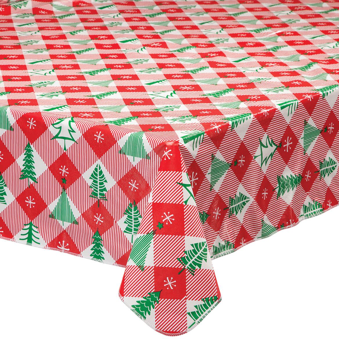 Vintage Holiday Tree Vinyl Table Cover by Chef's Pride™ + '-' + 368353