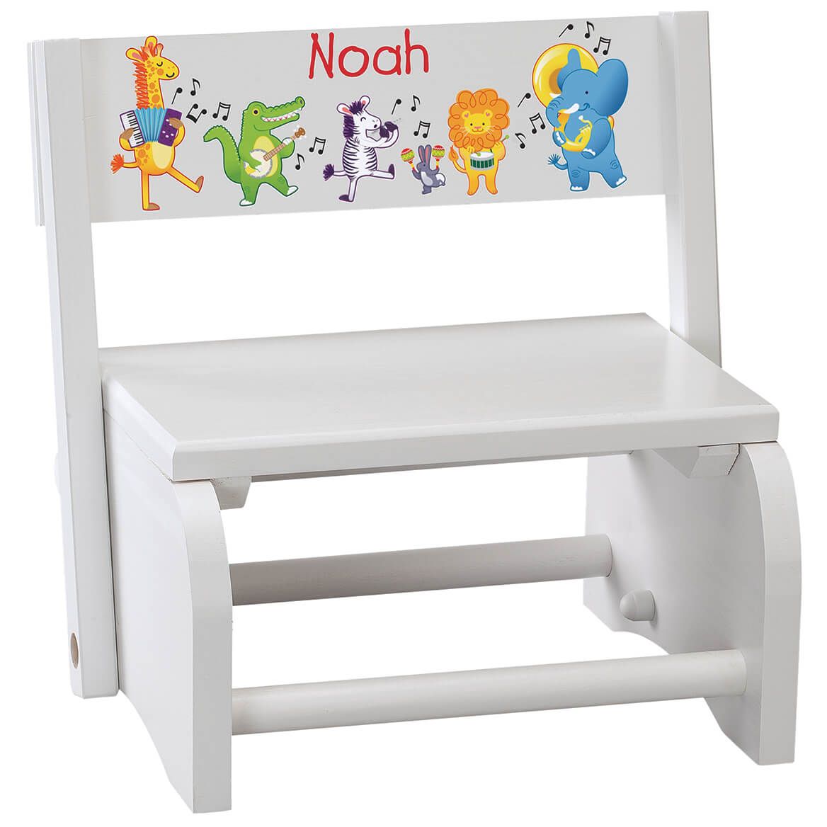 Personalized Children's White Musical Animals Step Stool + '-' + 368490