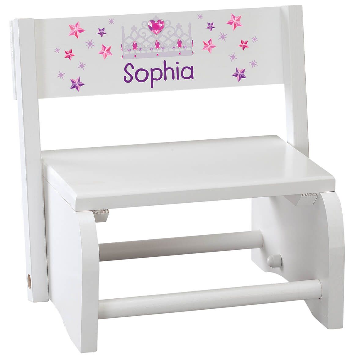 Personalized Children's White Princess Step Stool + '-' + 368491