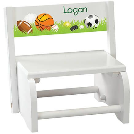 Personalized Children's White Sports Step Stool-368494