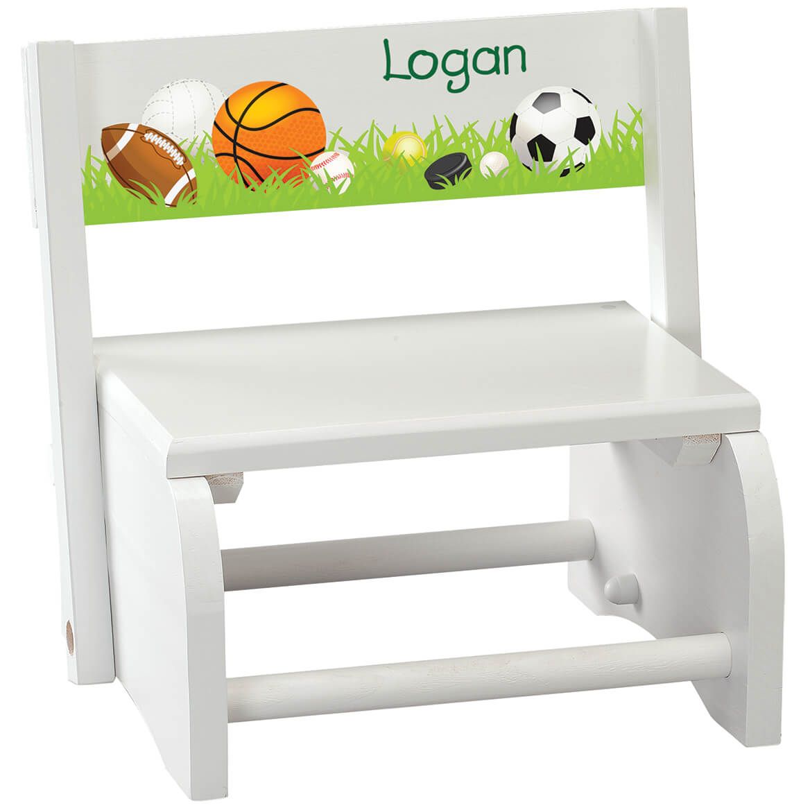 Personalized Children's White Sports Step Stool + '-' + 368494