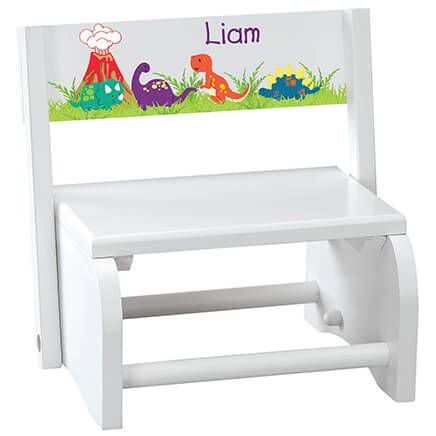 Personalized Children's White Dinosaur Step Stool-368496