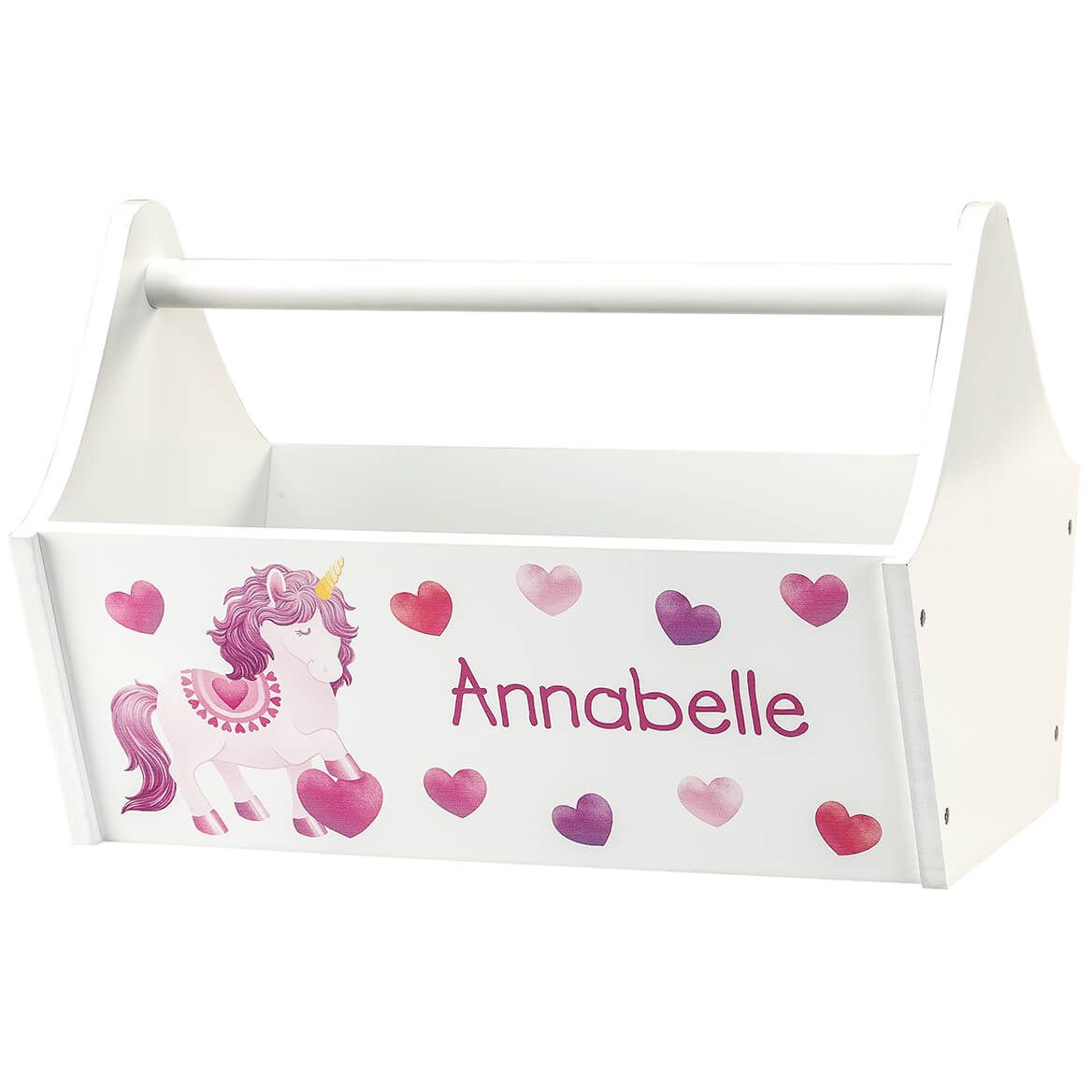 Personalized Unicorn Hearts Toy Caddy + '-' + 368828