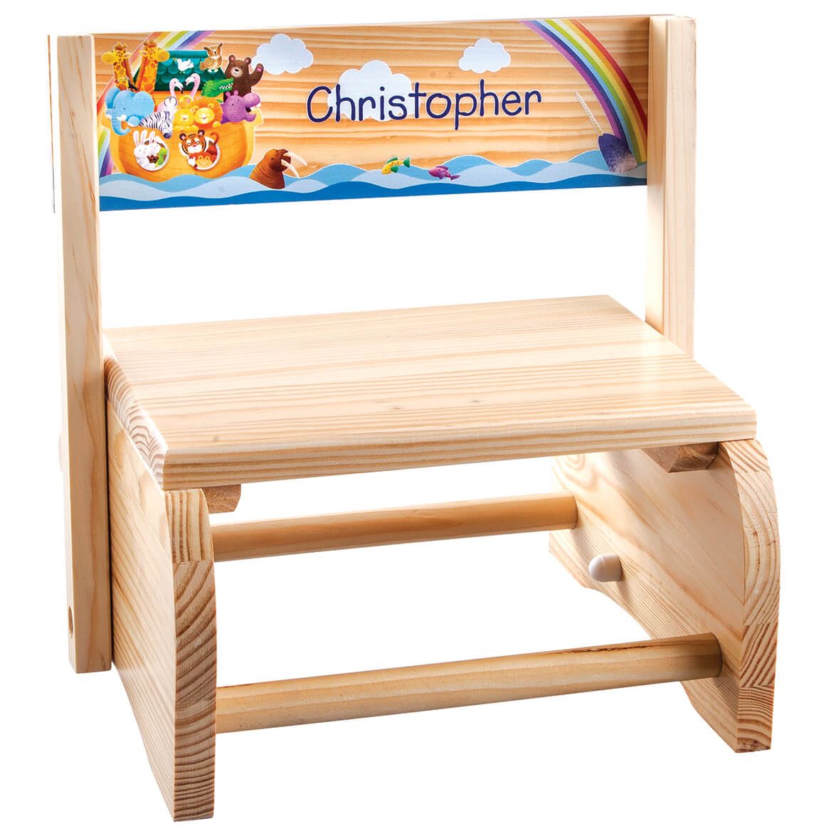 Personalized Natural Noah's Ark Step Stool + '-' + 369044