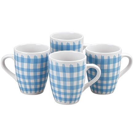 Blue Gingham Mugs, Set of 4 by William Roberts-369198