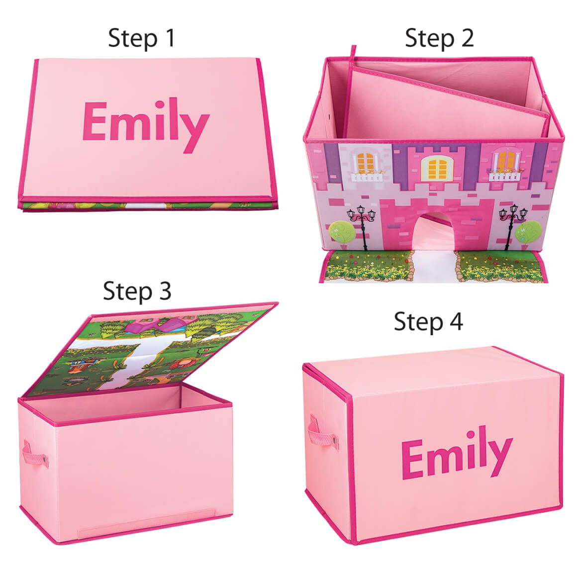 Personalized Foldover Toy Box with Play Mat, Pink Castle + '-' + 369230