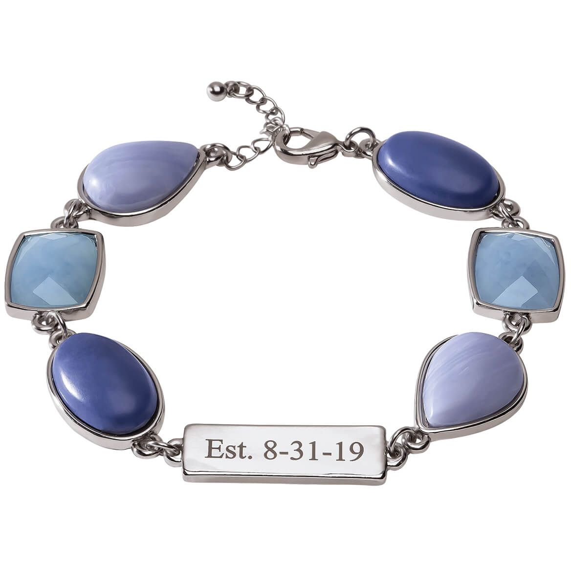 Personalized Blue Stone and Lace Agate Bracelet + '-' + 369352