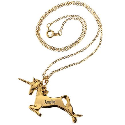 Personalized Children's Goldtone Unicorn Necklace-369439