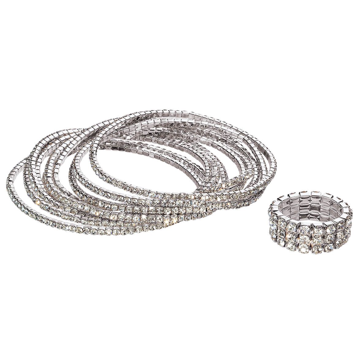Set of 10 Crystal Bracelets and Stretch Ring + '-' + 370586