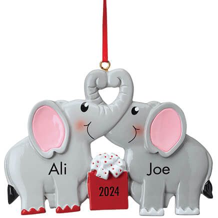 Personalized Kissing Elephants Ornament-370638
