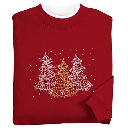 Embellished Winter Tree Scene Sweatshirt by Sawyer Creek™-370678