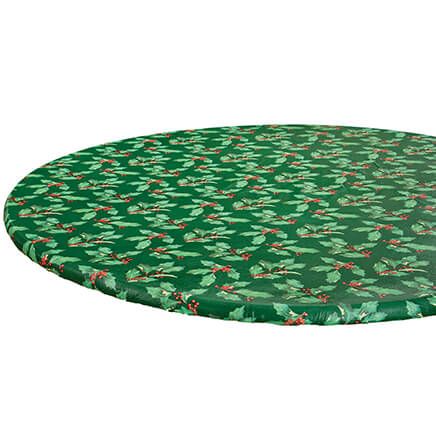 Holly Holiday Vinyl Elasticized Table Cover-370741