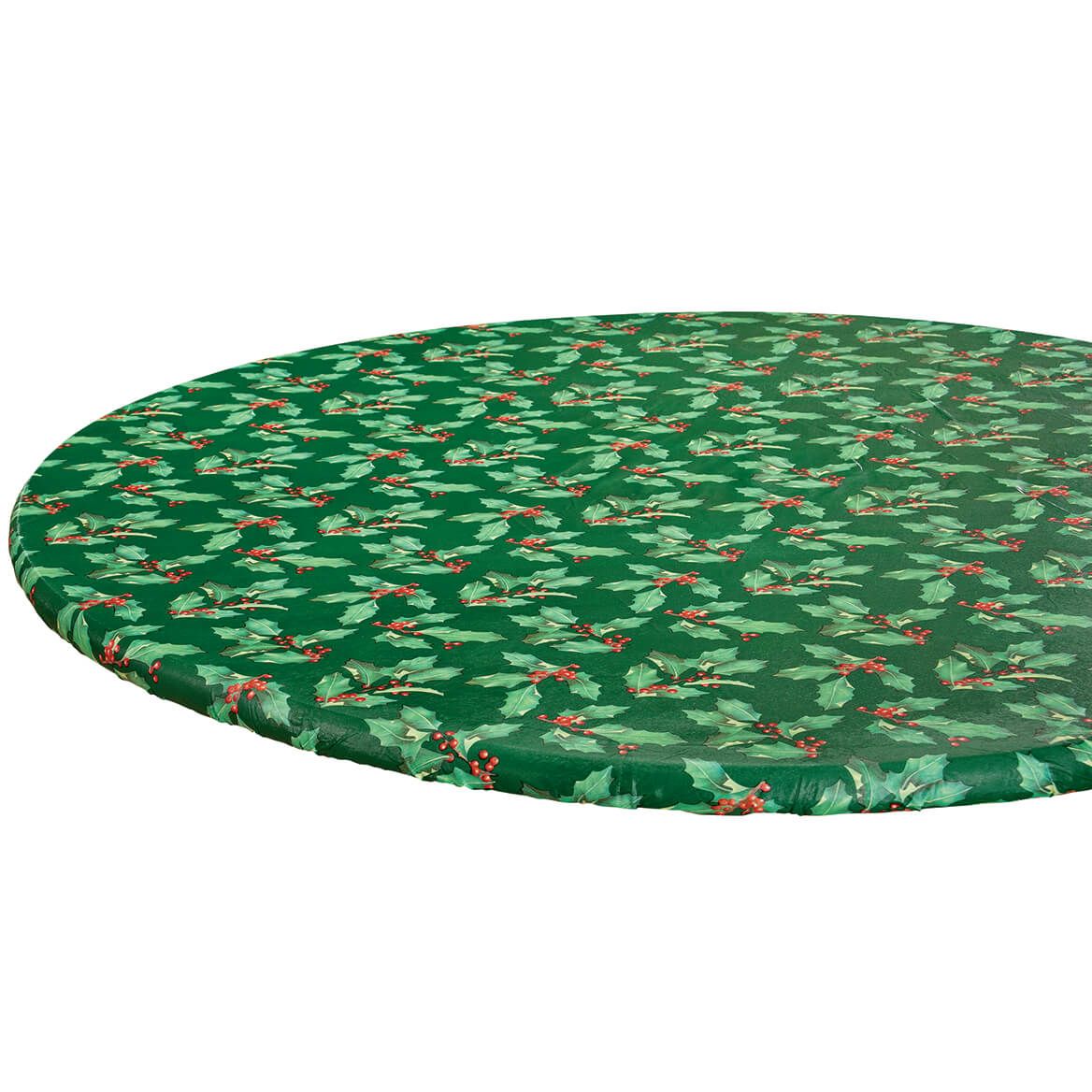 Holly Holiday Vinyl Elasticized Table Cover + '-' + 370741