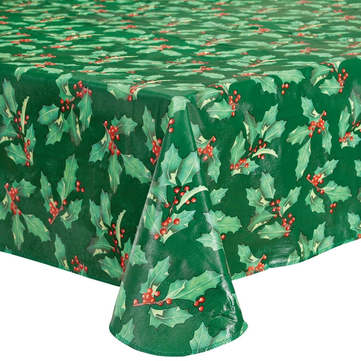 Holly Holiday Vinyl Table Cover + '-' + 370742