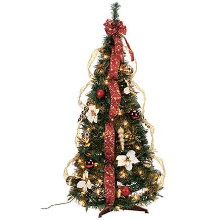 4' Burgundy & Gold  Victorian Pull-Up Tree by Holiday Peak™-370812