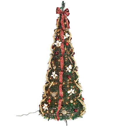 7' Burgundy & Gold Victorian  Pull-Up Tree by Holiday Peak™-370814