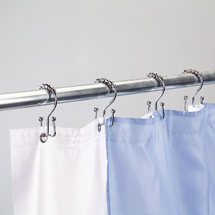 Stainless Steel Double Shower Curtain Hooks,Set of 12-370942