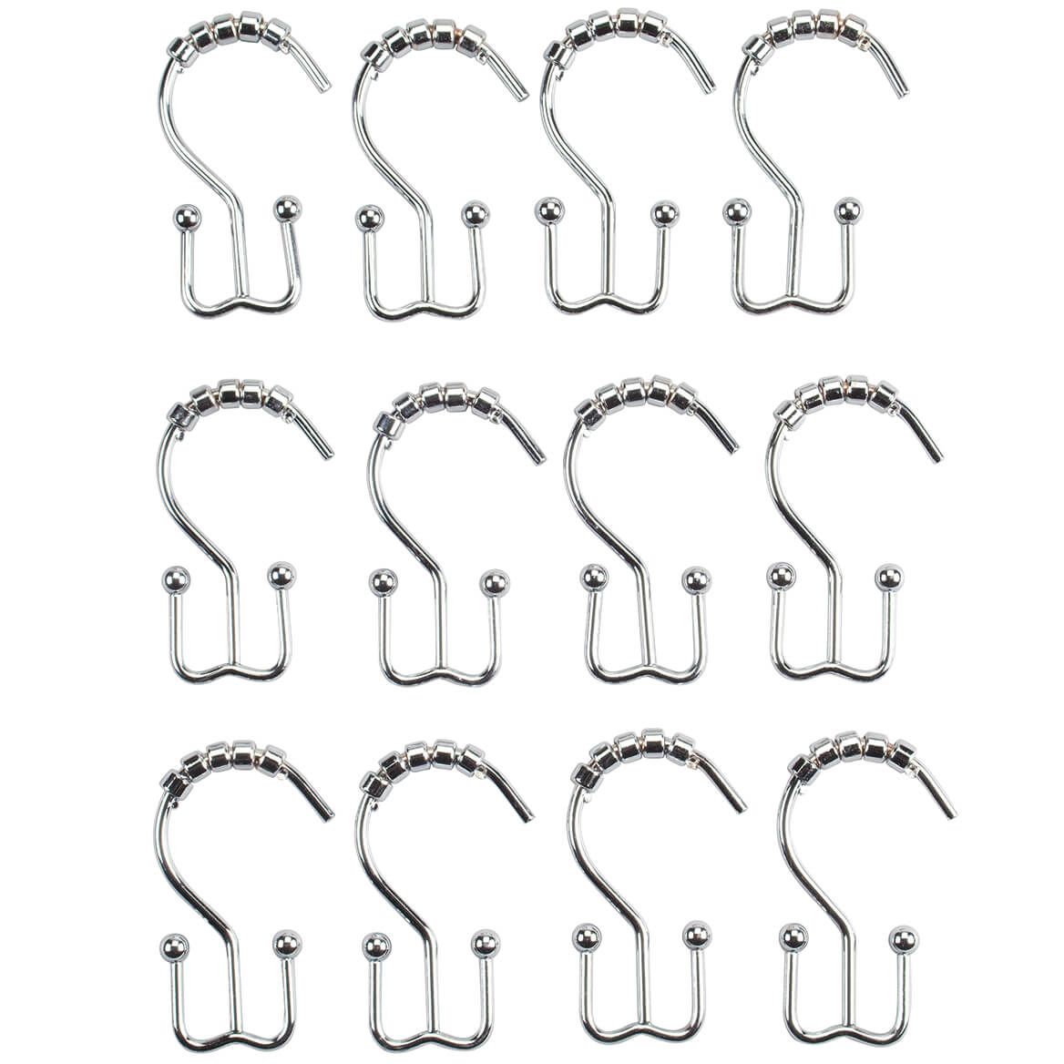 Stainless Steel Double Shower Curtain Hooks, Set of 12 - Miles Kimball