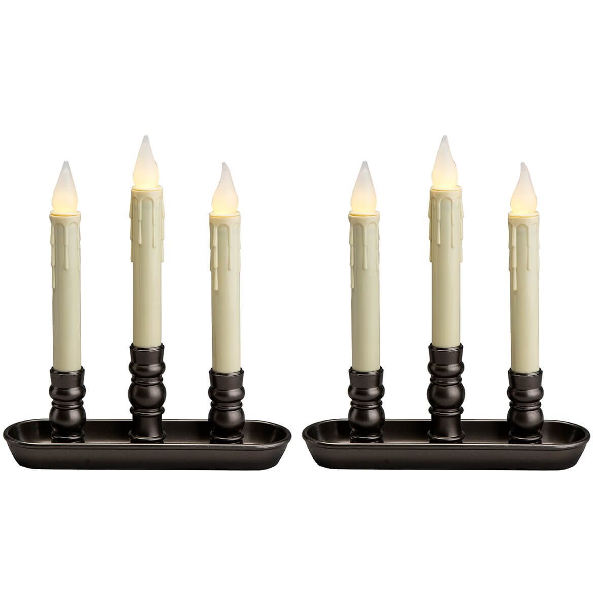 Battery-Operated LED Triple Window Candle, Set of 2 + '-' + 371412