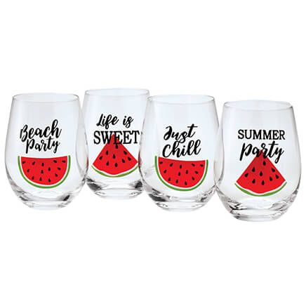 Watermelon Stemless Wine Glasses by Home Marketplace™, Set of 4-371622
