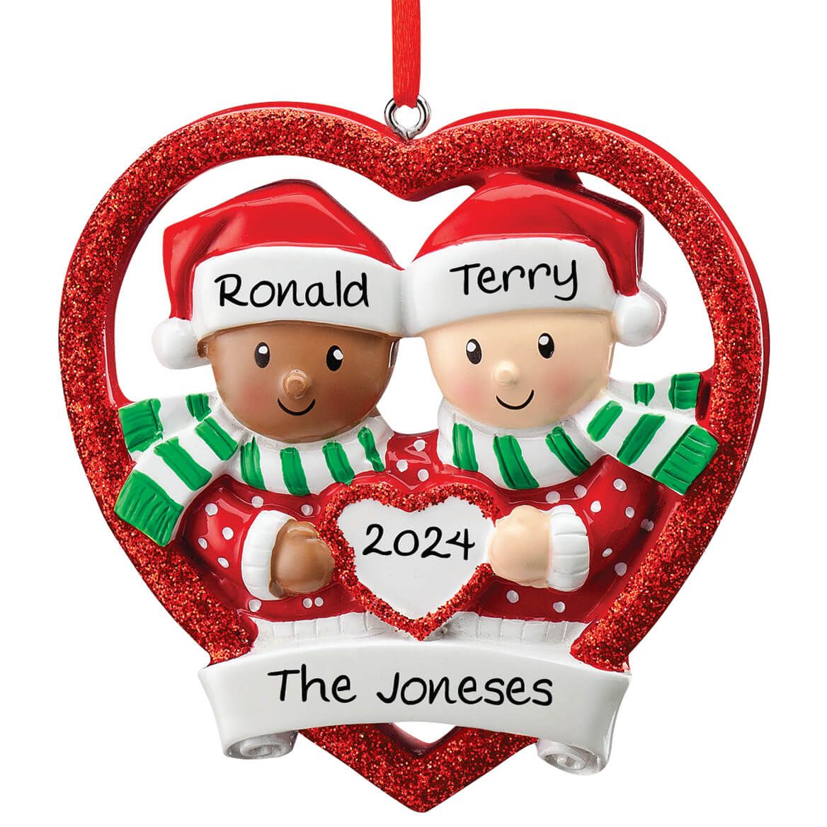 Personalized Biracial Couple Ornament + '-' + 371678