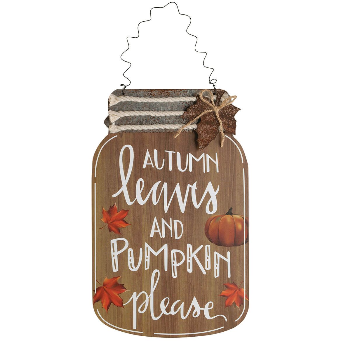 Autumn Leaves Mason Jar Wall Hanging by Holiday Peak™ + '-' + 371715
