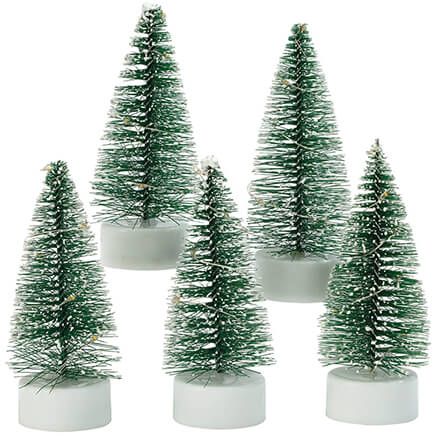 Light-Up Mini Bottlebrush Trees, Set of 5-371862
