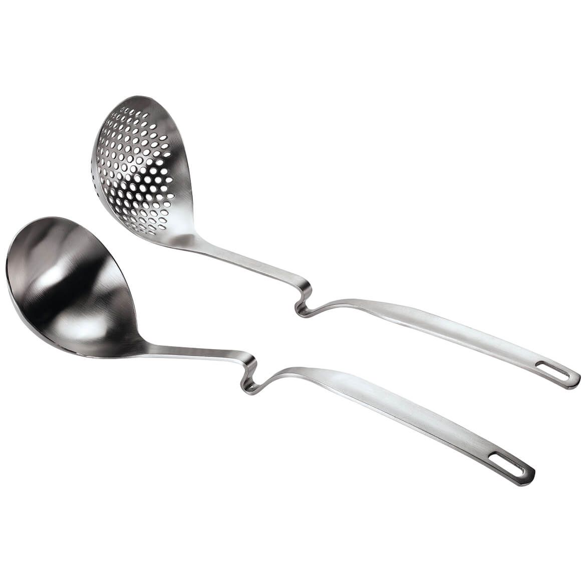 Stainless Steel Slotted Ladle and Soup Ladle with Rim Rests, Set of 2 + '-' + 372011