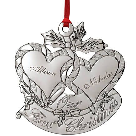 Personalized Silver-Tone Our First Christmas Ornament-372024