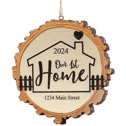 Personalized Our 1st Home Resin Wood Slice Ornament-372086