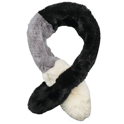 Faux Fur Tricolor Pull-Through Scarf/Stole-372344