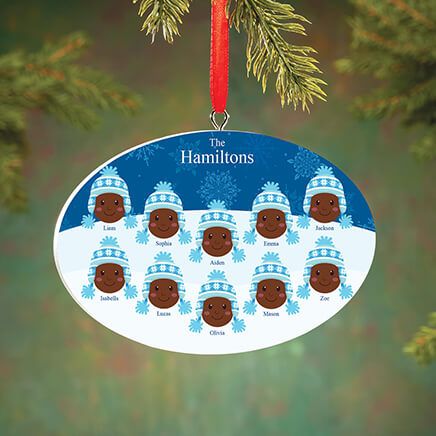 Personalized Dark Skintone Winter Hat Family Ornament-372382