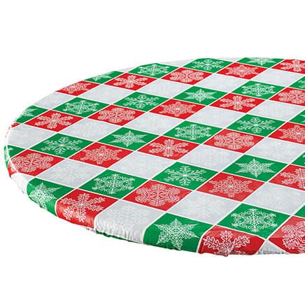 Snowflake Plaid Elasticized Table Cover by Chef's Pride™-372389