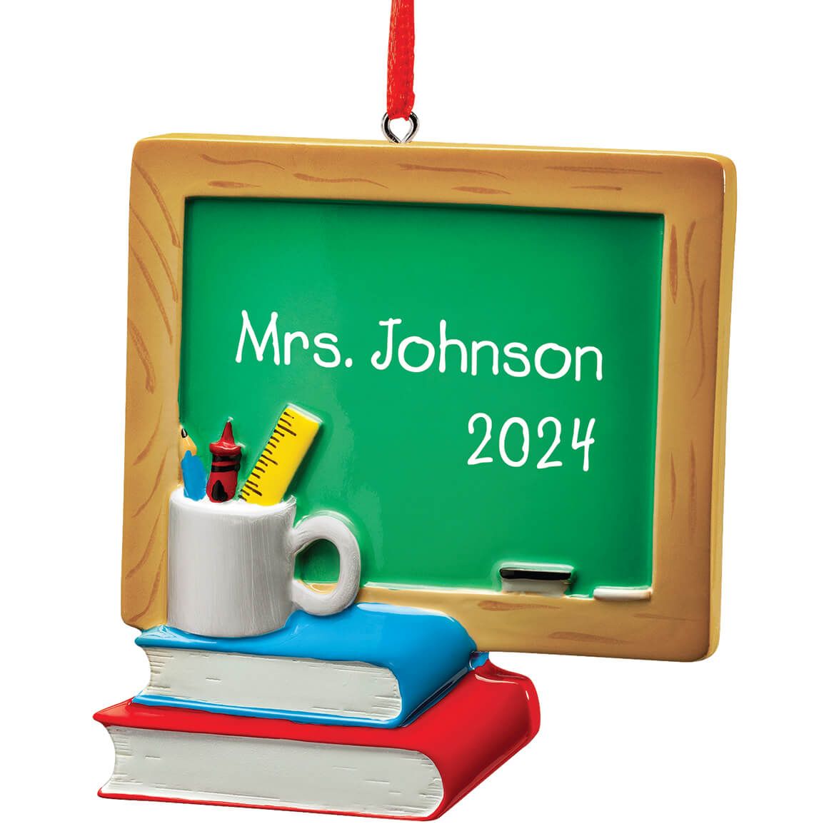 Personalized Chalkboard and Books Ornament + '-' + 372415