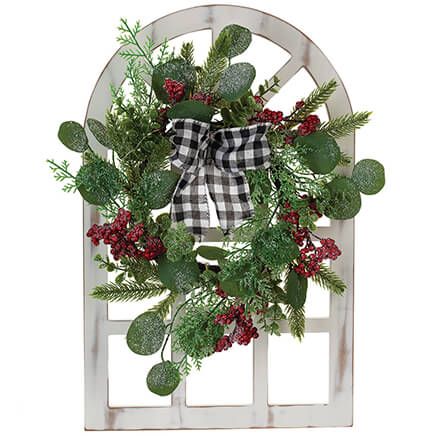 Christmas Window Frame with Eucalyptus Wreath-372440
