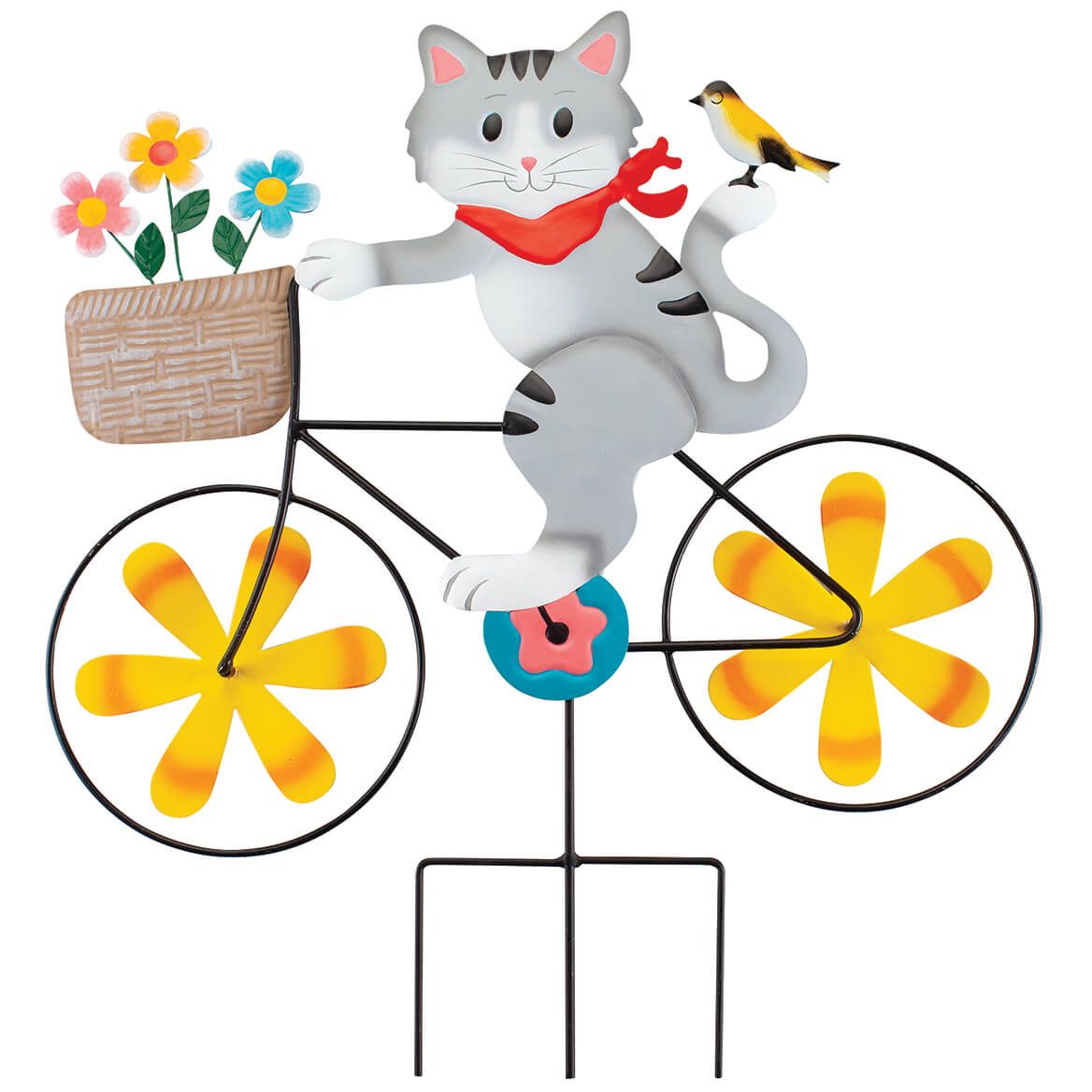 Metal Kitten on Bike Spinner Stake by Fox River™ Creations + '-' + 372632