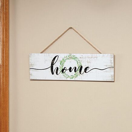 Home Plaque with Leaf Wreath-372679