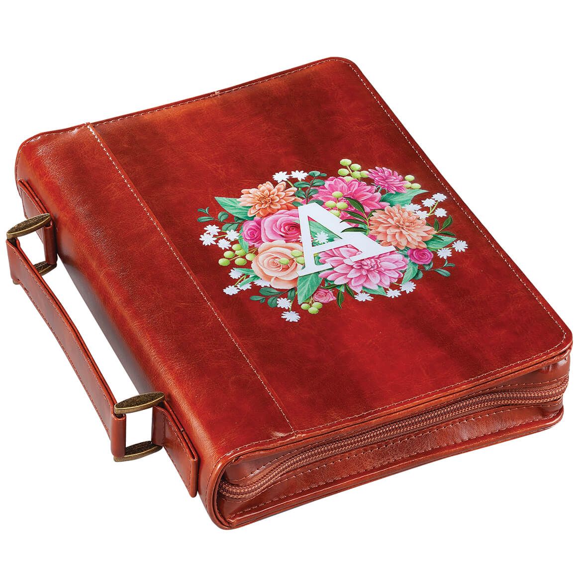 Personalized Floral Initial Brown Bible Case + '-' + 372918