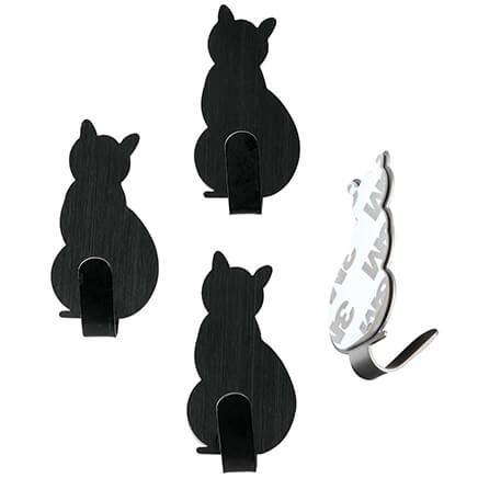 Stainless Steel Adhesive Sitting Cat Hooks, Set of 4-373004
